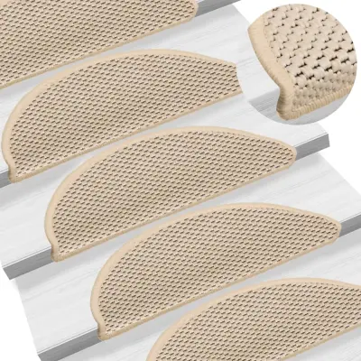 The Living Store Samolepilne preproge za stopnice sisal 15 kosov 56x17x3 cm - Preproga Za Stopnice
