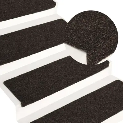 The Living Store Preproge za stopnice 15 kosov 65x21x4 cm temno rjave - Preproga Za Stopnice