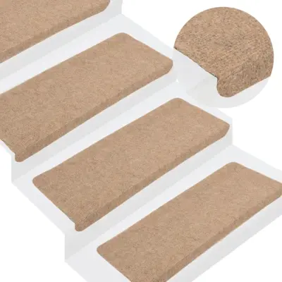 The Living Store Samolepilne preproge za stopnice 15 kosov 65x24,5x3,5 cm bež - Preproga Za Stopnice