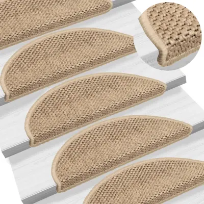 The Living Store Samolepilne preproge za stopnice sisal 15 kosov 56x17x3cm pesek - Preproga Za Stopnice