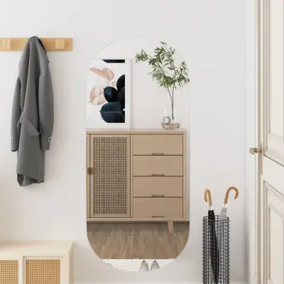 The Living Store Stensko ogledalo 40x90 cm steklo ovalno - Stensko Ogledalo