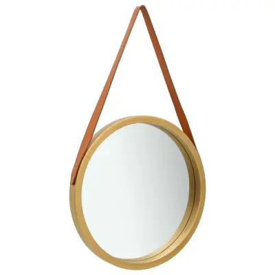 The Living Store Stensko ogledalo s pasom 40 cm zlato - Stensko Ogledalo