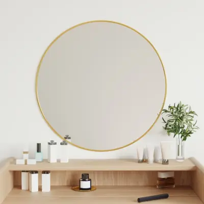 The Living Store Stensko ogledalo zlato Ø 60 cm okroglo - Stensko Ogledalo