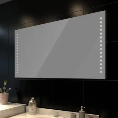 Stensko Kopalniško Ogledalo z LED Lučmi 100 x 60 cm - Ogledalo