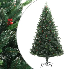 The Living Store Umetna novoletna jelka z rdečimi jagodami 210 cm - Umetna Novoletna Jelka