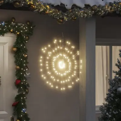 The Living Store Božične zvezdne lučke 140 LED 2 kosa toplo bele 17 cm - Božična Zvezdna Lučka