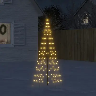 The Living Store Osvetljena novoletna jelka na drogu 200 LED toplo bela 180 cm - Osvetljena Novoletna Jelka