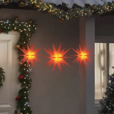 The Living Store Božične svetilke LED 3 kosi zložljive rdeče - Božična Lučka