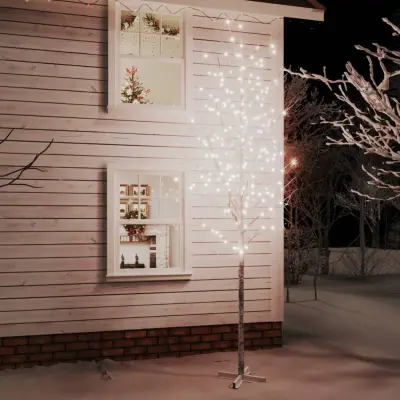 The Living Store LED bela breza toplo bela 672 LED lučk 400 cm - LED Drevo