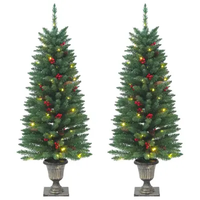 The Living Store Umetna novoletna jelka 2 kosa 100 LED diod zelena 120 cm - Umetna Novoletna Jelka