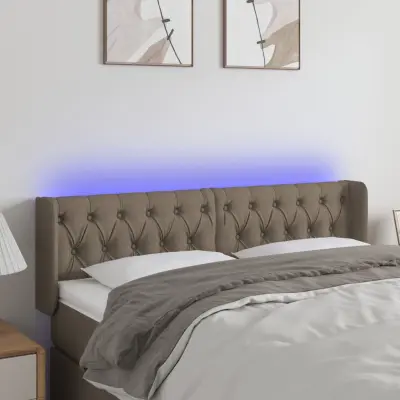 The Living Store LED posteljno vzglavje taupe 163x16x78/88 cm blago - LED Vzglavje