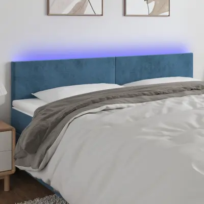 The Living Store LED posteljno vzglavje temno modro 200x5x78/88 cm žamet - LED Vzglavje