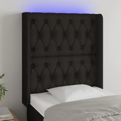 The Living Store LED posteljno vzglavje črno 83x16x118/128 cm blago - LED Vzglavje