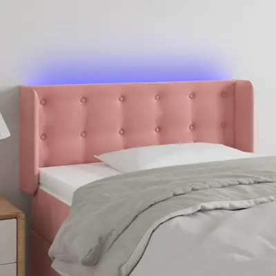 The Living Store LED posteljno vzglavje roza 103x16x78/88 cm žamet - LED Vzglavje