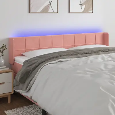 The Living Store LED posteljno vzglavje roza 183x16x78/88 cm žamet - LED Vzglavje