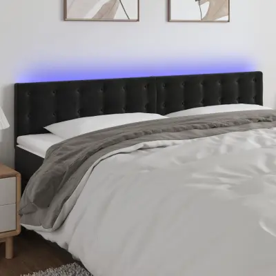 The Living Store LED posteljno vzglavje črno 160x5x78/88 cm žamet - LED Vzglavje