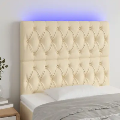 The Living Store LED posteljno vzglavje krem 90x7x118/128 cm blago - LED Vzglavje