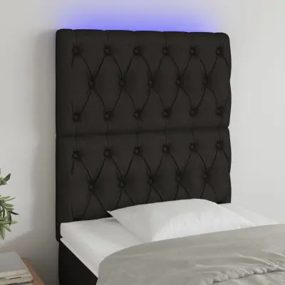 The Living Store LED posteljno vzglavje črno 80x7x118/128 cm blago - LED Vzglavje