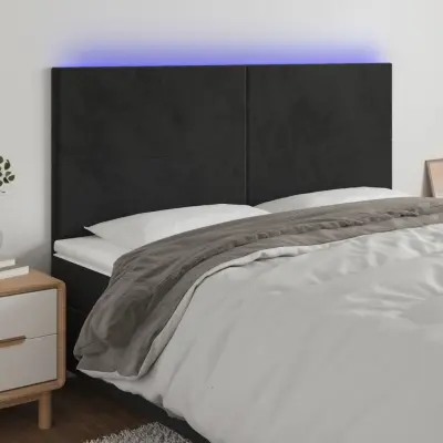 The Living Store LED posteljno vzglavje črno 180x5x118/128 cm žamet - LED Vzglavje