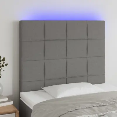 The Living Store LED posteljno vzglavje temno sivo 90x5x118/128 cm blago - LED Vzglavje