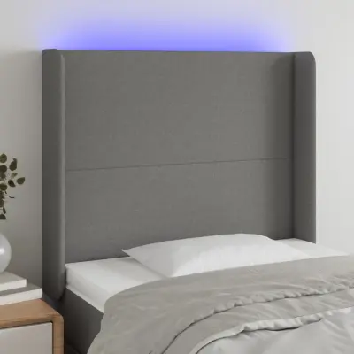 The Living Store LED posteljno vzglavje temno sivo 93x16x118/128 cm blago - LED Vzglavje