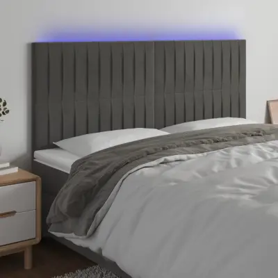 The Living Store LED posteljno vzglavje temno sivo 160x5x118/128 cm žamet - LED Vzglavje