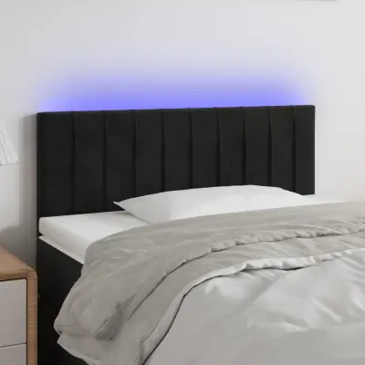 The Living Store LED posteljno vzglavje črno 100x5x78/88 cm žamet - LED Vzglavje