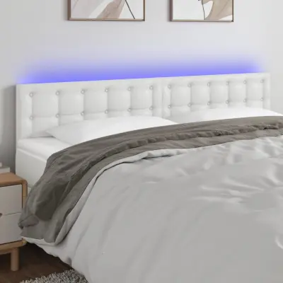 The Living Store LED posteljno vzglavje belo 160x5x78/88 cm umetno usnje - LED Vzglavje
