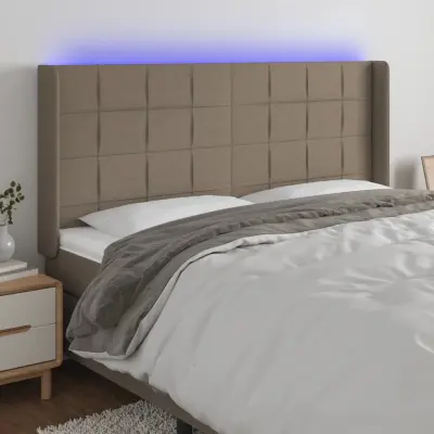 The Living Store LED posteljno vzglavje taupe 183x16x118/128 cm blago - LED Vzglavje