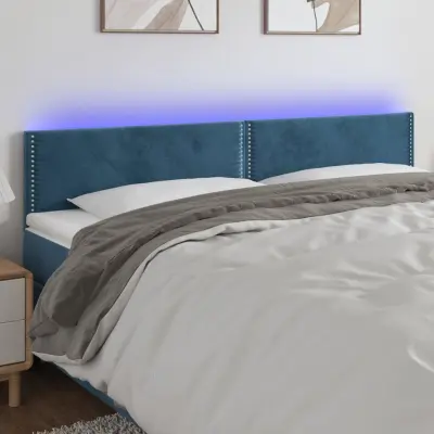 The Living Store LED posteljno vzglavje temno modro 180x5x78/88 cm žamet - LED Vzglavje
