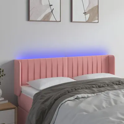 The Living Store LED posteljno vzglavje roza 147x16x78/88 cm žamet - LED Vzglavje
