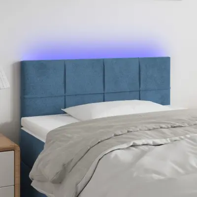 The Living Store LED posteljno vzglavje temno modro 100x5x78/88 cm žamet - LED Vzglavje