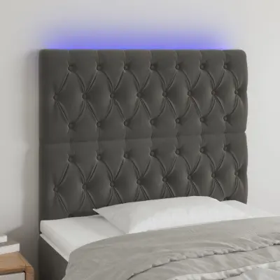 The Living Store LED posteljno vzglavje temno sivo 90x7x118/128 cm žamet - LED Vzglavje