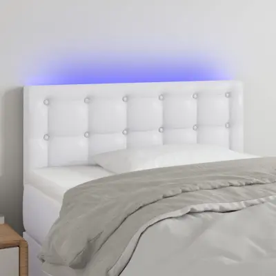 The Living Store LED posteljno vzglavje belo 90x5x78/88 cm umetno usnje - LED Vzglavje