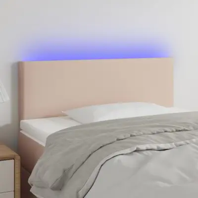 The Living Store LED posteljno vzglavje kapučino 80x5x78/88 cm umetno usnje - LED Vzglavje