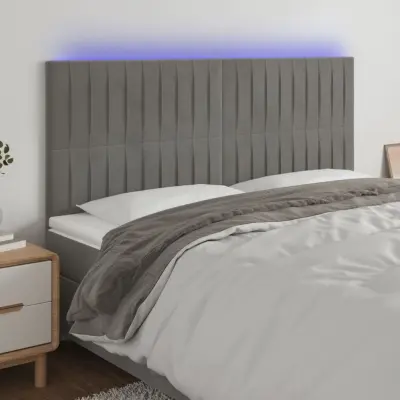The Living Store LED posteljno vzglavje svetlo sivo 180x5x118/128 cm žamet - LED Vzglavje