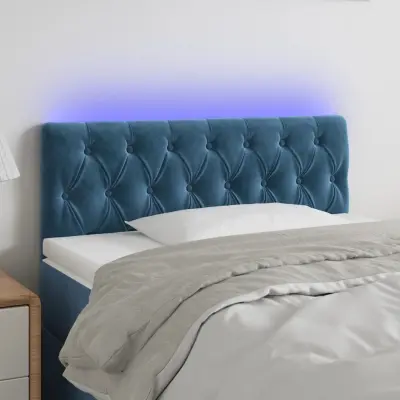 The Living Store LED posteljno vzglavje temno modro 90x7x78/88 cm žamet - LED Vzglavje