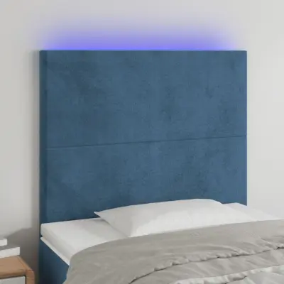 The Living Store LED posteljno vzglavje temno modro 100x5x118/128 cm žamet - LED Vzglavje