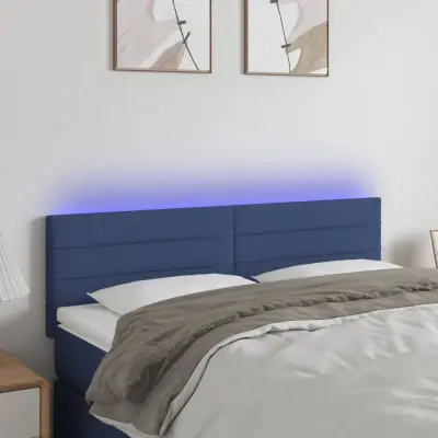The Living Store LED posteljno vzglavje modro 144x5x78/88 cm blago - LED Vzglavje