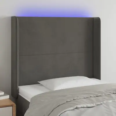 The Living Store LED posteljno vzglavje temno sivo 93x16x118/128 cm žamet - LED Vzglavje