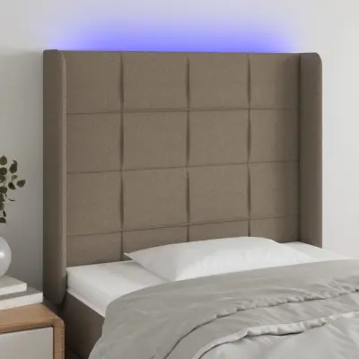 The Living Store LED posteljno vzglavje taupe 83x16x118/128 cm blago - LED Vzglavje