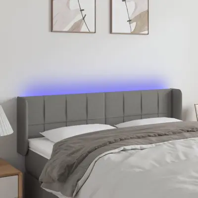 The Living Store LED posteljno vzglavje temno sivo 147x16x78/88 cm blago - LED Vzglavje