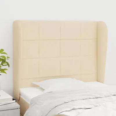 The Living Store Vzglavje z ušesi krem 93x23x118/128 cm blago - Vzglavje