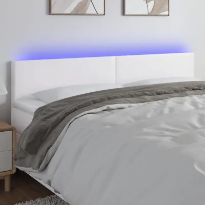The Living Store LED posteljno vzglavje belo 180x5x78/88 cm umetno usnje - LED Vzglavje