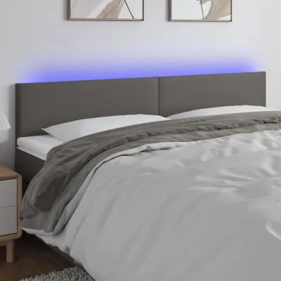 The Living Store LED posteljno vzglavje sivo 200x5x78/88 cm umetno usnje - LED Vzglavje