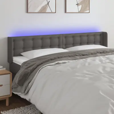 The Living Store LED posteljno vzglavje sivo 163x16x78/88 cm umetno usnje - LED Vzglavje