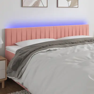 The Living Store LED posteljno vzglavje roza 180x5x78/88 cm žamet - LED Vzglavje