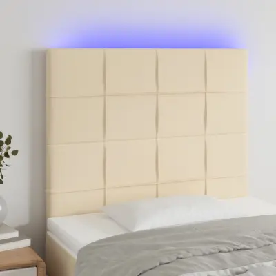 The Living Store LED posteljno vzglavje krem 90x5x118/128 cm blago - LED Vzglavje