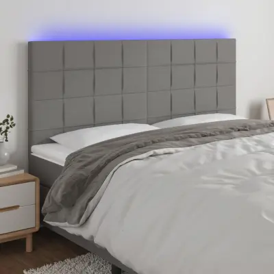 The Living Store LED posteljno vzglavje temno sivo 200x5x118/128 cm blago - LED Vzglavje