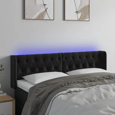 The Living Store LED posteljno vzglavje črno 163x16x78/88 cm žamet - LED Vzglavje